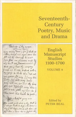 English Manuscript Studies Vol 8 by Peter Beal